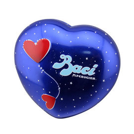 Chine Le métal en forme de coeur de boîte de bidon de chocolat de Baci peut avec la couleur bleue basse fournisseur