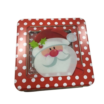 Chine Noël vide Tin Gift Box Square Cookie étame avec les bidons décoratifs de vacances de fenêtre avec des couvercles fournisseur