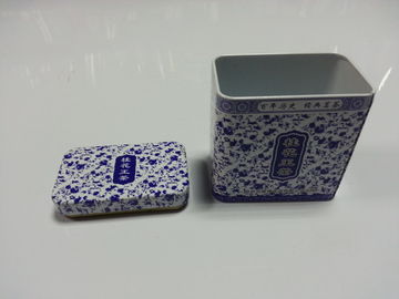 Chine Metal la boîte bleue de fer-blanc et blanche de porcelaine imprimée par rectangle, fer-blanc de 0.23mm fournisseur