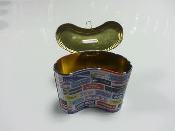 Chine Boîte colorée irrégulière de charnière de pièce de monnaie de bidon pour le stockage de pièce de monnaie, 130x60x110mm fournisseur