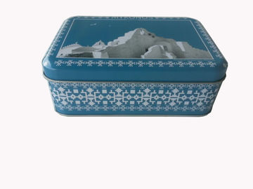 Chine Récipient bleu de bidon en métal de biscuit, boîte carrée qui respecte l'environnement de bidon fournisseur