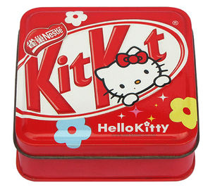 Chine Récipients de sucrerie de bidon de Hello Kitty, intérieur vide et CYMK dehors, boîte en fer blanc carrée fournisseur