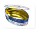 Boîte métallique ovale de bidon de thé avec la copie faite sur commande de couleur de boîte d'or intérieure en métal admise fournisseur
