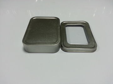 Chine Mini boîtes en fer blanc simples argentées, récipients clairs carrés de cadeau de fenêtre usine
